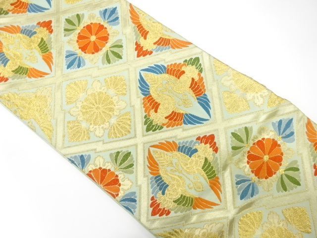 JAPANESE KIMONO / ANTIQUE FUKURO OBI / SILK / WOVEN MATSUKAWABISHI